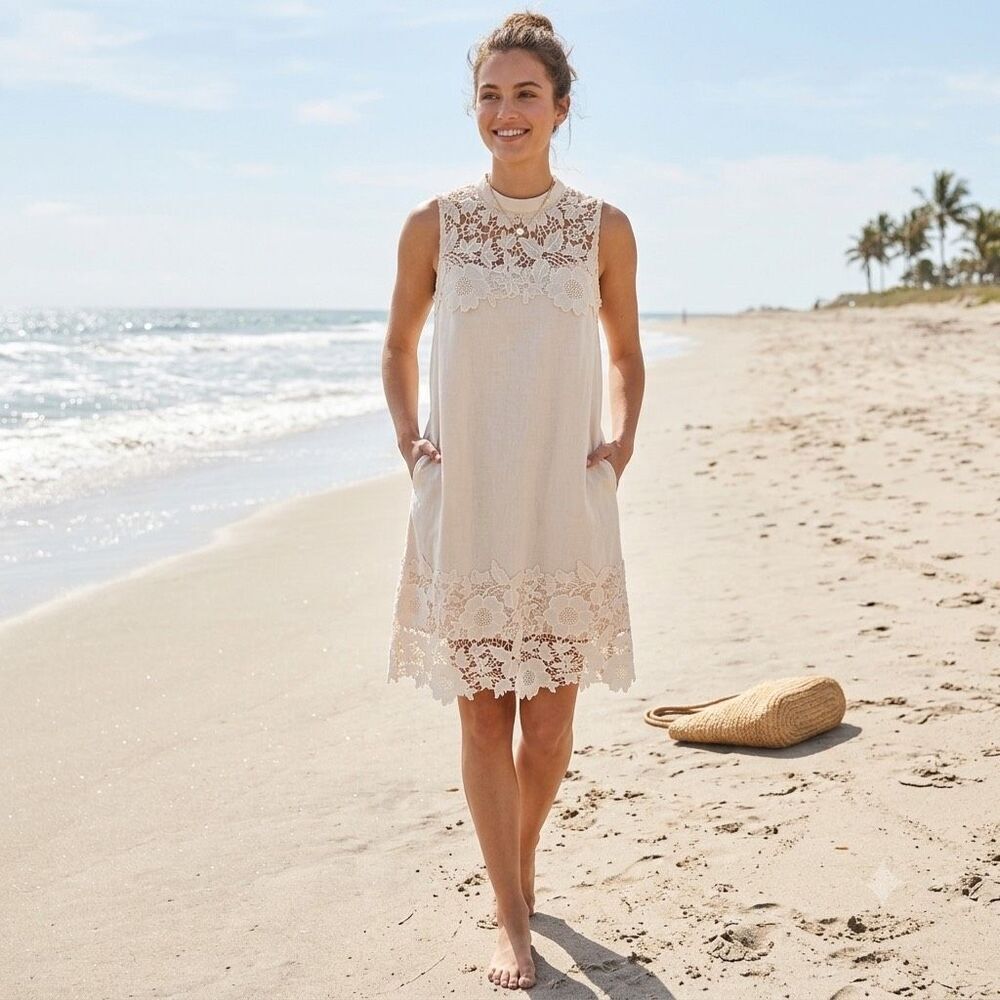 Penelope Rose size M linen cotton blend dress.